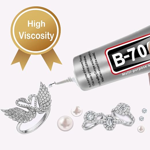 B7000 Jewelry Glue for Jewelry Making, FITTDYHE 2PCS 50ML/1.69 fl oz Clear B-7000 Glue Rhinestone, Multipurpose Super Adhesive for Phone Repair Nail Art Wood Glass Charms