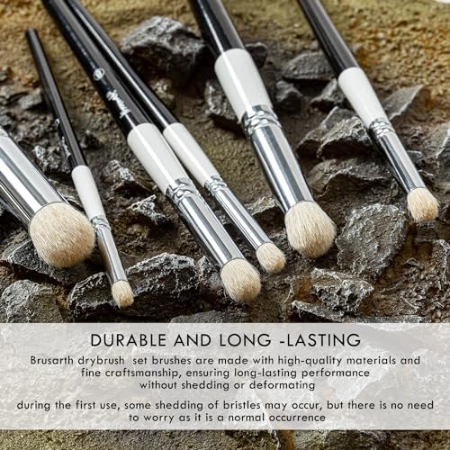Brusarth Dry Brush Miniature Painting Set, Hobby Detail Paint Brush | 6 Size Drybrush Set, Hobby Drybrush Paint Brush, Miniature Watercolor Oil Painting,Model, Beginners & Artists