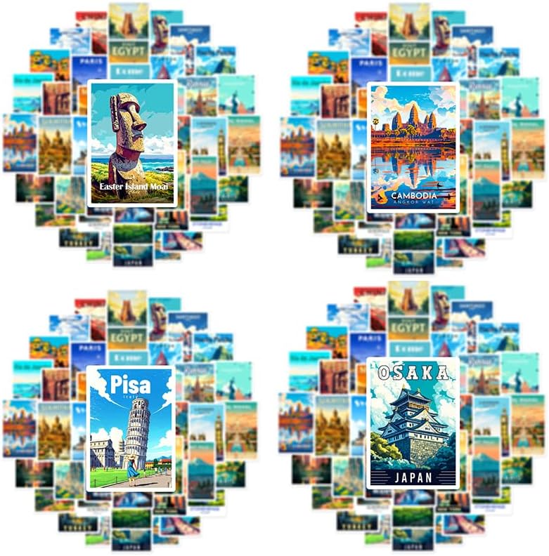 50Pcs World Landmark Travel Stickers Set