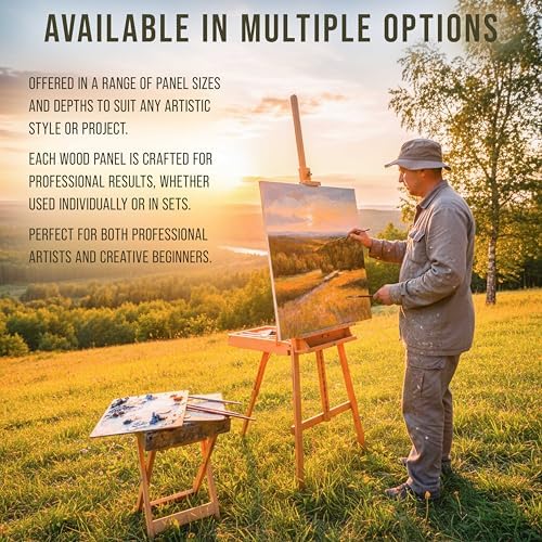 U.S. Art Supply 11" x 14" Unfinished Cradled Wood Panels for Painting