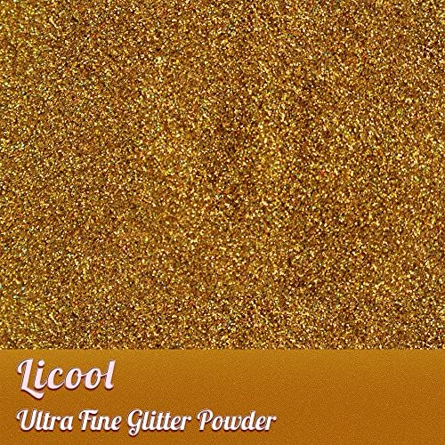 Holographic Extra Fine Glitter Powder, 100g Craft Glitter for Epoxy Resin, Iridescent Sequins, Loose Glitter for Face Body Hair Eye, Cosmetic Glitter for Festival Decoration (Laser Gold)