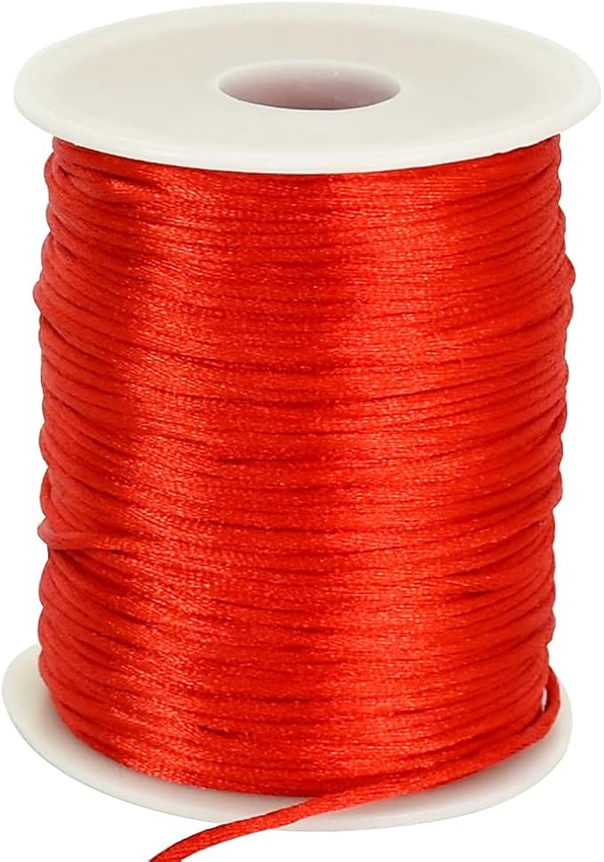 TONIFUL Nylon String Satin Cord for Necklace Bracelet Beading 2mm Red | 110yd Non elastic durable non fading, for Jewelry Making Thread Rattail Macrame Trim Kumihimo Chinese Knot Craft Tags Hanging