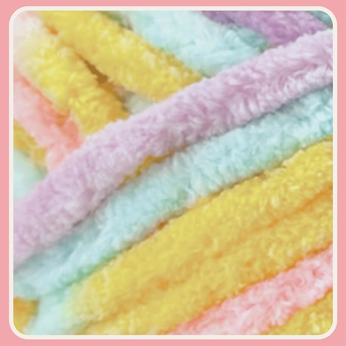 2 * 3.5Oz Soft Velvet Yarn Chenille Yarn for Crocheting and Knitting – Light Bulky (93 Yards/100g) - Microfiber Polyester - Yarn for Blanket Amigurumi Weaving Crafts (Sunshine Mix, 2 Pack)