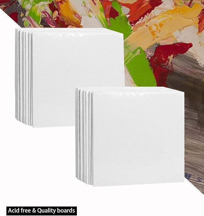 Dele 100 Pack Mini Canvas Panels 4x4 Artist Canvas Boards, Double-Wrapped Acid Free Small Art Canvas Value Pack for Oil & Acrylic Painting.