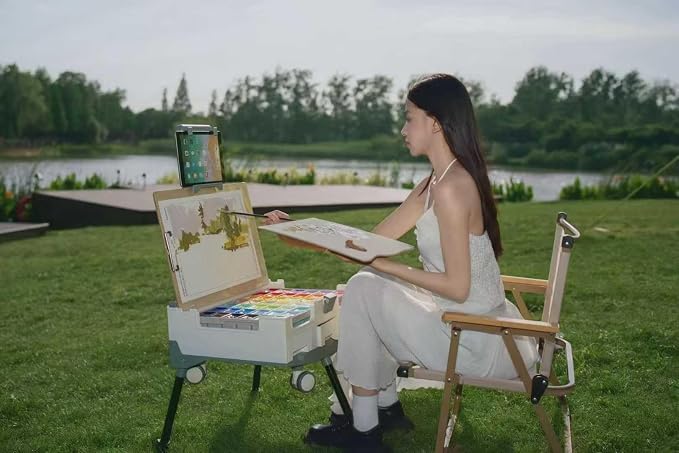Art Painting Kit with Mobile Storage Easel, Acrylic Watercolor Oil Paint Set, All-in-One Drawing Art Supplies with Brushes Canvas for Beginners Adults Artists