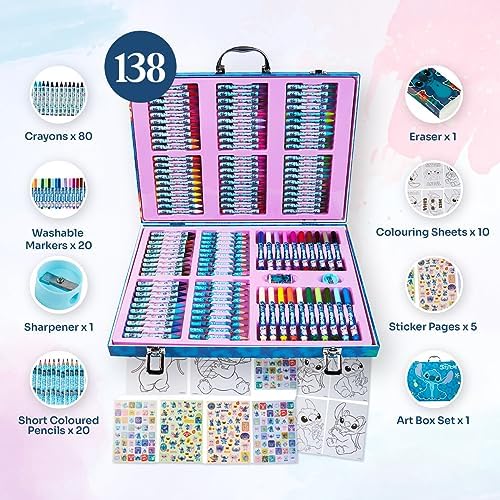 Marvel Colored Pencils Art Supplies Kids Drawing Kit School Supplies Girls Drawing Pencils Art Kit Travel Case with Crayons Arts and Crafts for Kids 4-12 (Multi Stitch Set)