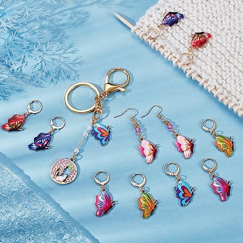 NBEADS 24 Pcs Butterfly Stitch Markers, Enamel Alloy Crochet Stitch Marker Charms Removable Locking Stitch Marker for Knitting Weaving Sewing Accessories Quilting Handmade Jewelry