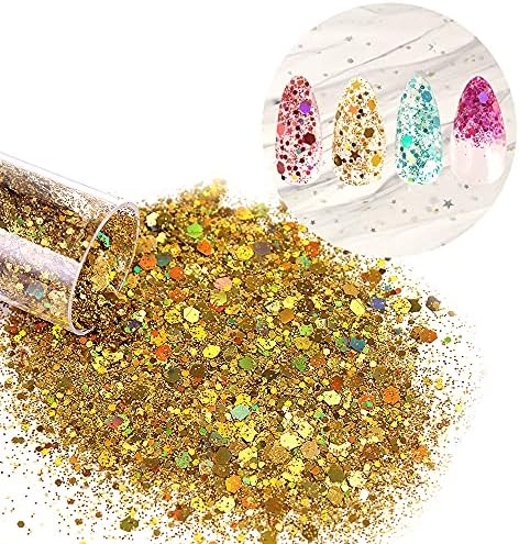 Chunky and Fine Glitter Mix, Estanoite 36 Colors Chunky Sequins & Fine Glitter Powder Mix, Cosmetic Makeup Flakes for Face Body Eye Nail Art Resin Epoxy