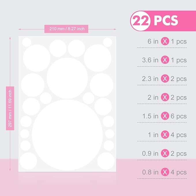 Zonon 264 Pcs White Polka Dot Wall Decals, Circle Vinyl Stickers