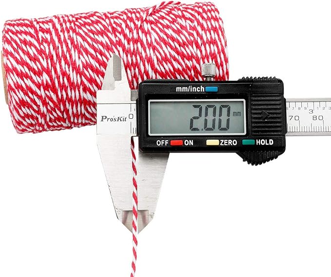 G2PLUS Christmas String,2MM 328 Feet White and Red String for Gift Warp | Natural Soft and Sturdy, Easy to Cut, for Gift Wrapping, Holiday Decor,DIY Arts & Crafts
