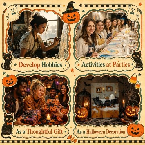 Halloween Paint by Numbers Kit for Adults Framed with Easel, 8x12 in