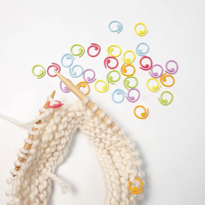 Wonafa 30pcs Spiral Stitch Markers for Knitting & Crochet, Metal, Adults