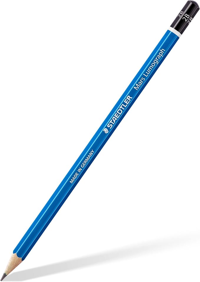 STAEDTLER Mars Lumograph 2B Graphite Art Drawing Pencil, Medium Soft, Break-Resistant Bonded Lead, 12 Pack, 100-2B (100-2B VE)