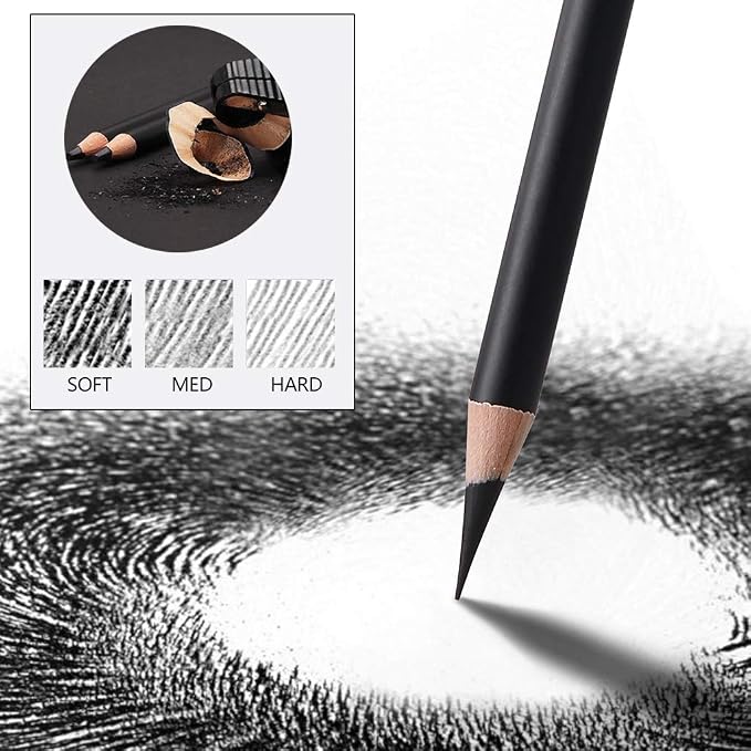 MARKART Professional Charcoal Pencils Drawing Set, 10 Pcs Soft Medium Hard | Charcoal Pencils for Drawing, Sketching, Shading, Artist Pencils for Beginners & Pro Artists