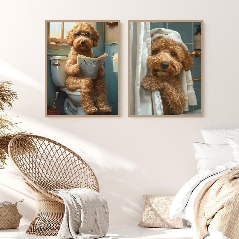 KYOQFVN 2 Pack Dog Paint by Numbers with Frame, Adult Paint by Number Kits on Canvas with Wooden Easel - Easy Acrylic Oil Painting for Home Wall Decor8x12inch