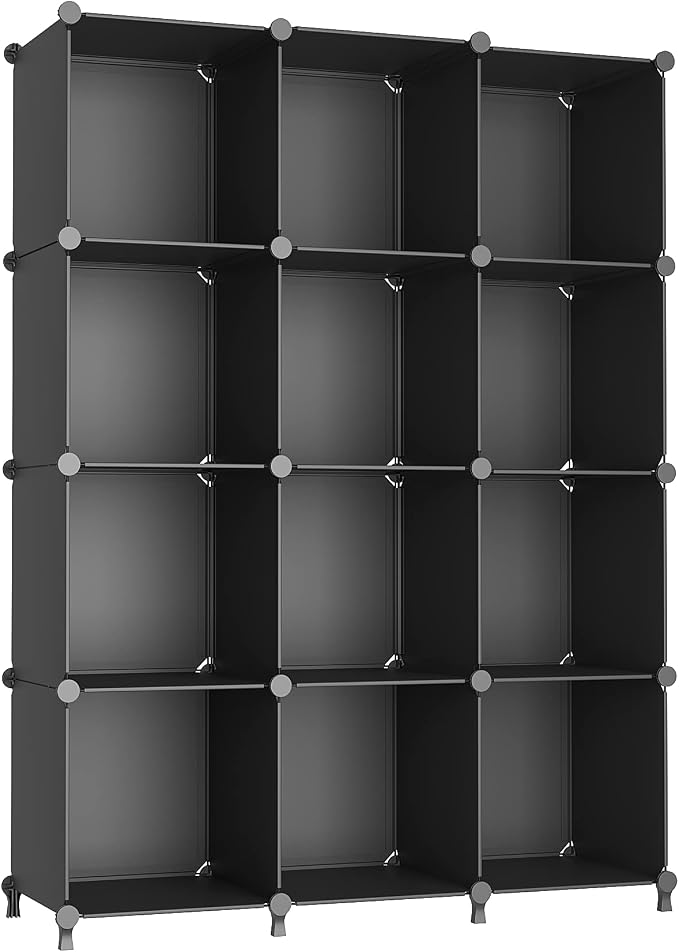 AWTATOS 12 Cube Storage Organizer, Closet Organizer Storage Shelves, Black