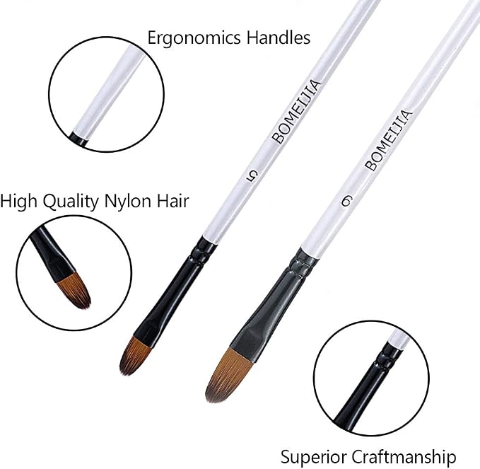 GETHPEN Filbert Paint Brushes Set, 12 PCS Artist Brush for Acrylic Oil | Filbert Artist Paint brushes, Acrylic Oil Watercolor Gouache,Professional Painting Kits with Synthetic Nylon Tips, White