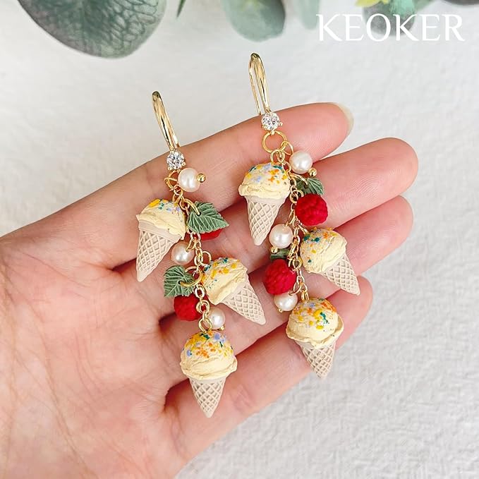Keoker Ice Cream Polymer Clay Molds, 5 Shapes 3 Sizes Summer Silicone Polymer Clay Earring Molds, Polymer Clay Ice Cream Cone Mold