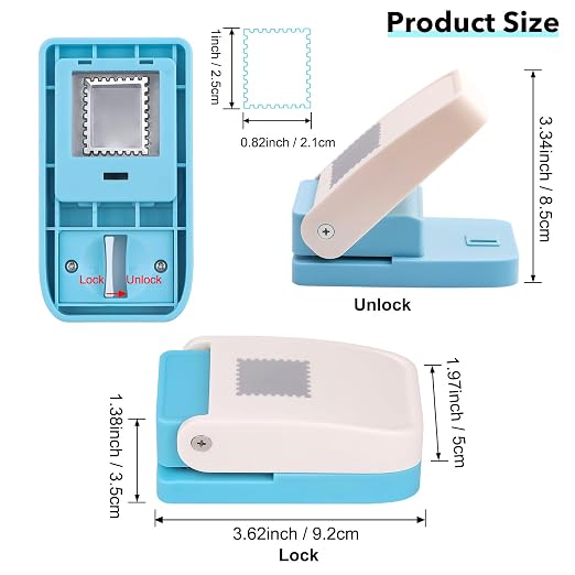 Stamp Punch, Stamp Puncher 1X0.8inch Rectangular Postage Stamps Punches, Stamps Shaped Paper Punch, Lever Paper Punches for Crafting,Craft Cutter Hole Puncher for Scrapbooking Journaling Card Making