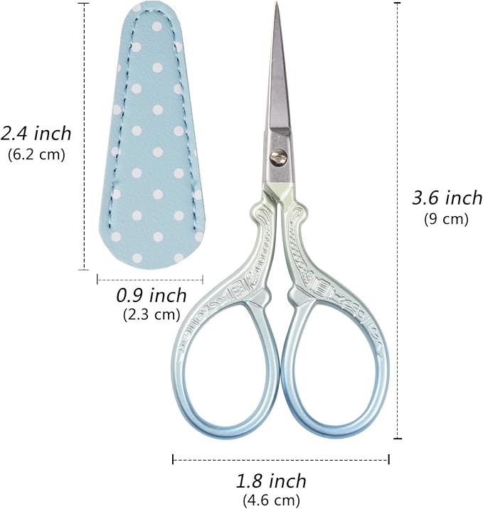 Embroidery Scissors Set with Leather Sheaths for Sewing Crafting, Art Work, Threading, Needlework DIY Tools Dressmaker Small 3.6 inch Shears Cross Stitch Knitting Scissor | Hisuper Sewing Crafting, Art Work, Threading, Needlework DIY Tools Dressmaker S...