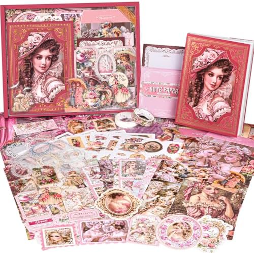 Scrapbooking Supplies Kit, Vintage Junk Journal Supplies,Cute Scrapbook Kit