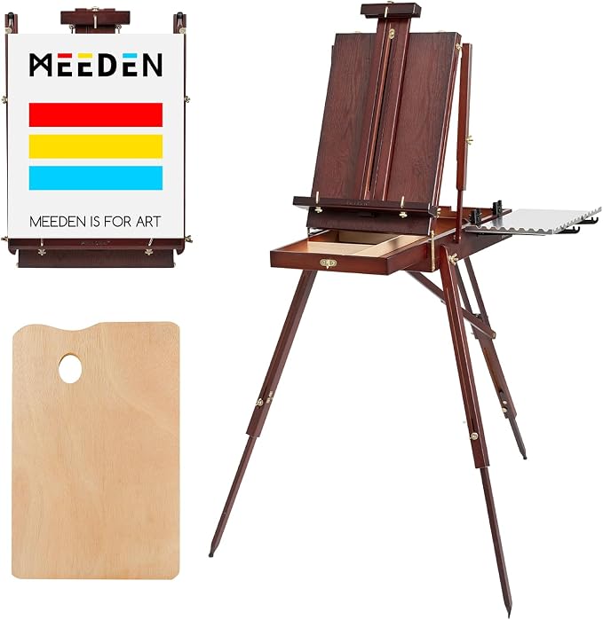 MEEDEN French Easel, Plein Air Easel, Art Easels for Painting Adult, Travel Easels,Portable Artist Easle for Outdoor Painting, Sketching, Display