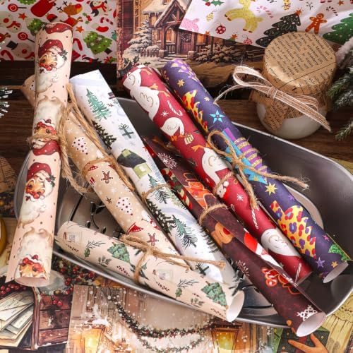 400Pcs Vintage Scrapbooking Supplies, Scrapbook Paper for Journaling Supplies, Decoupage Paper for Bullet Junk Journal Decorative Paper (Christmas 8 Theme)
