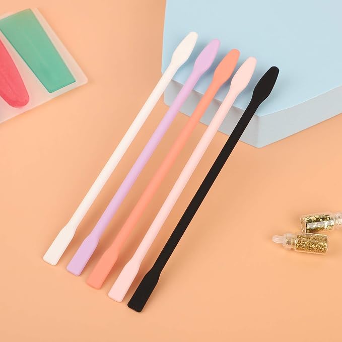 Gartful 5pcs Large Silicone Stir Sticks, Reusable Epoxy Stir Sticks, Craft Tools for Mixing Resin, Paint, Liquid, Making Glitter Tumblers, Art & Craft Projects, Orange & Pink & Purple & White & Black