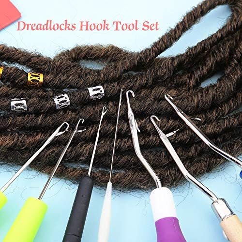 Crochet Hooks for Hair Set Latch Hook Crochet Needles Adjustable Loop Rings