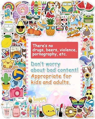 400 Pcs/Pack Water Bottle Stickers for Kids, Cute Vinyl Waterproof Stickers | Party Favors for Girls Teens, Back to School Supplies Gifts, Classroom Prizes, Goodie Bag Stuffers, Teacher Classroom Supplie