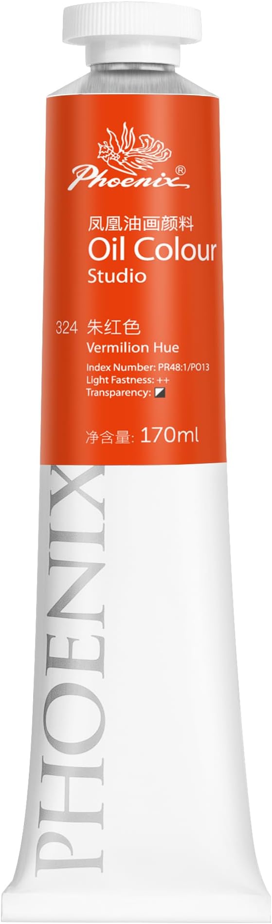 PHOENIX Vermilion Hue Oil Paint - Studio Oil Paint Single Large Tube - 170ml / 5.75 Fl oz. Vermilion Hue 324