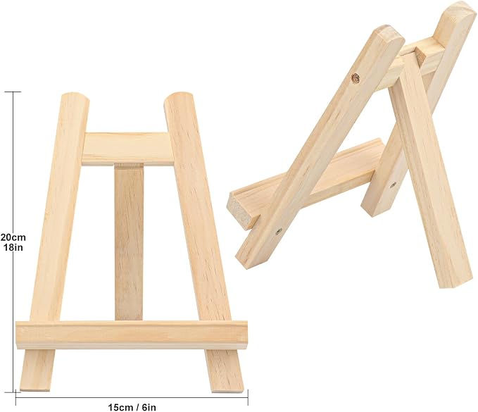 Yiksonyo 12 Pack 11 Inch Wooden Easel, Tabletop Wood Easels Stand, Wooden Easel for Painting, Art, and Crafts