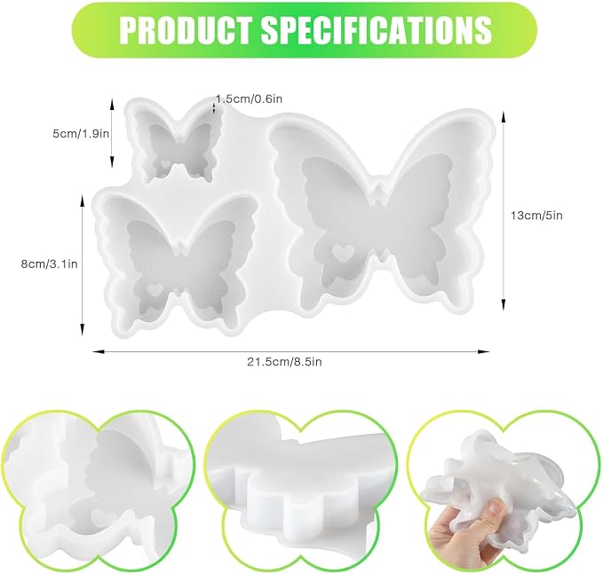 Butterfly Resin Molds, Silicone Mold for Epoxy Resin Casting | Flexible easy-release butterfly mold for resin casting, soap, candle decor, flower preservation, spring crafts and gifts.