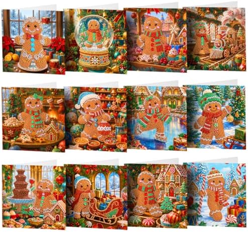 POETRYDRAW DIY Diamond Art Painting Greeting Card Kit, Creative Craft Set for Card Making，Cartoon Ginger Man