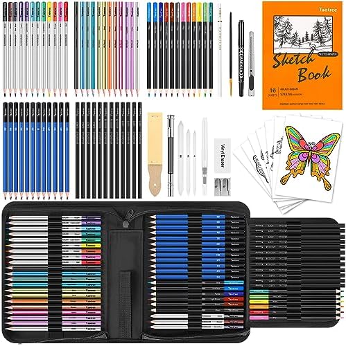 Taotree 81 Pack Art Supplies for Adults, Pro Art Kit Drawing Pencils Set