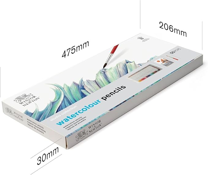 Winsor & Newton Studio Collection, Watercolour Pencil Box Set, 50 piece | Highly pigmented, Wax-Based, Can be Used Wet/Dry, Add Water & Brush to Create Painterly Effects, Break-Resistant Points.