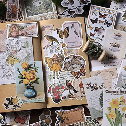 Esweny 200PCS Vintage Scrapbooking Supplies Kit for Journaling, Scrapbook Sticker Paper Pack for Junk Journal Planners Aesthetic Cottagecore Room Decor Wall Art Collage Album