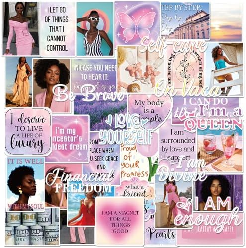 Purple Vision Board Supplies - 50 Pcs Aesthetic Black Girl Stickers