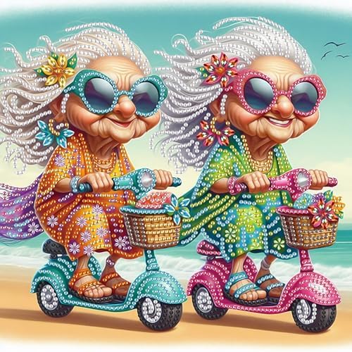 AiYuanzsh DIY Diamond Art Painting Kits for Adults, Young Grandma 5D Special Shape Crystal Rhinestone Diamond Art Kits for Beginners, for Home Wall Decoration Gift 12x12 inch