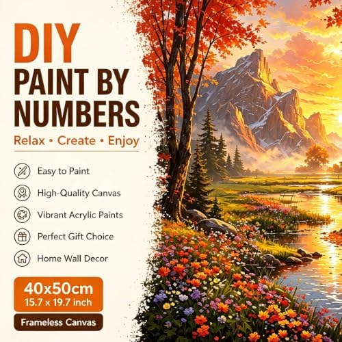 bleihum Landscape Autumn Paint by Numbers Kit for Adults 16x20inch