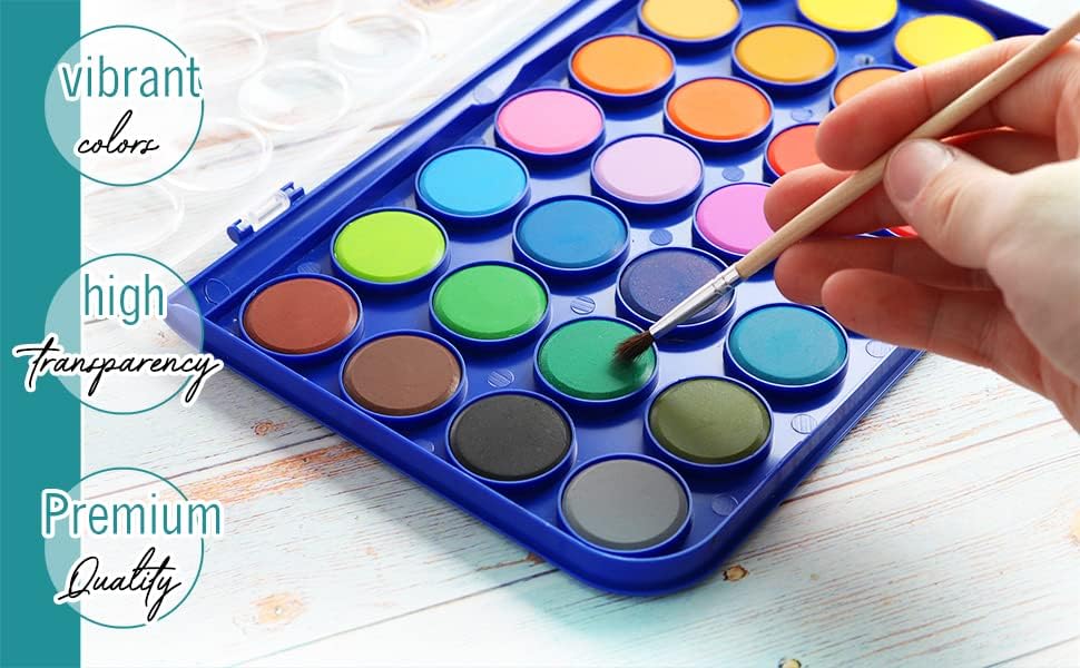 Watercolor Paint Set, 28 Colors of Washable Watercolor Paint Includes Watercolor Palette and 1 Paint Brushes. Great Water Color kids paint