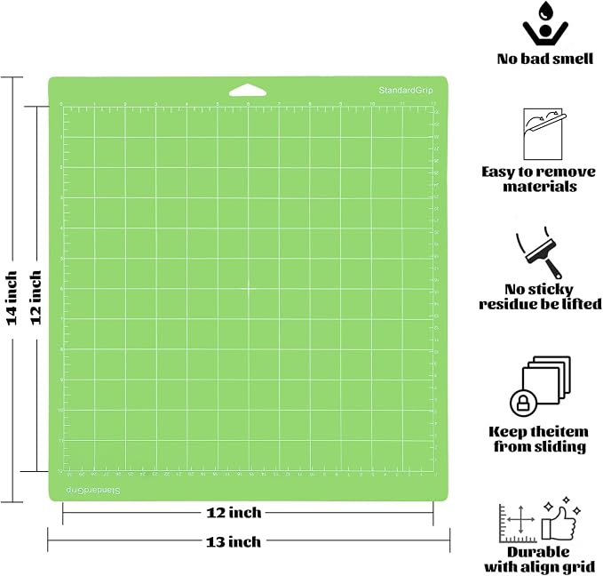 THANMAO Cutting Mat with Cricut Explore Air 2/Air 3 /Maker/Maker 3/4 Cutting Machines, 3 Packs Cut Mats Replacement Accessories for Cricut, Premium PVC Material with Grid Lines