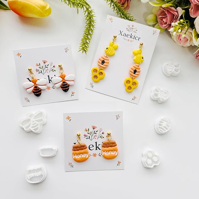 Bee Theme Polymer Clay Cutters Set – Molds, Clay Cutters for Polymer Clay, Clay Earring Tools