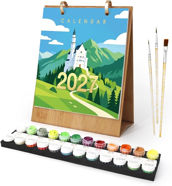 Lnjsipam Paint by Numbers Calendar 2027 - Landmark Paint with Number Kit | Landmark Paint by Numbers Calendar, Easy DIY Calendar, Unique Gift for New Year, Landmark Paint by Number Kit for Adults