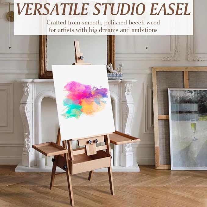 Easel for Painting,Multi-Function Large Beech Wood Art Easel