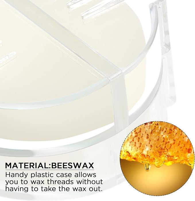 Maitys 2 Pcs Thread Wax Beeswax for Hand Sewing,Colorless, Clear Case | Conditioner for Embroidery Quilting, Strengthens Sewing Line Reduces Fraying, Clear Case Storage, Natural Beeswax Formula