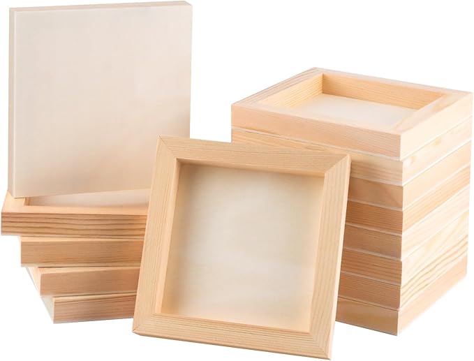 FSWCCK 15 Pack 6 x 6 inch Wood Panel Boards, Unfinished Wood Canvas Panels for Crafts, Painting Canvas, DIY Art Projects, Pouring, Arts Use with Oils, Acrylics