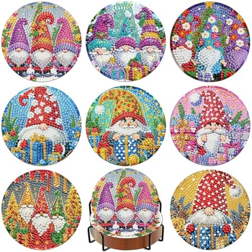 8 Pcs Diamond Art Coaster Kit for Adult with Holder, Diamond Coasters 4x4in