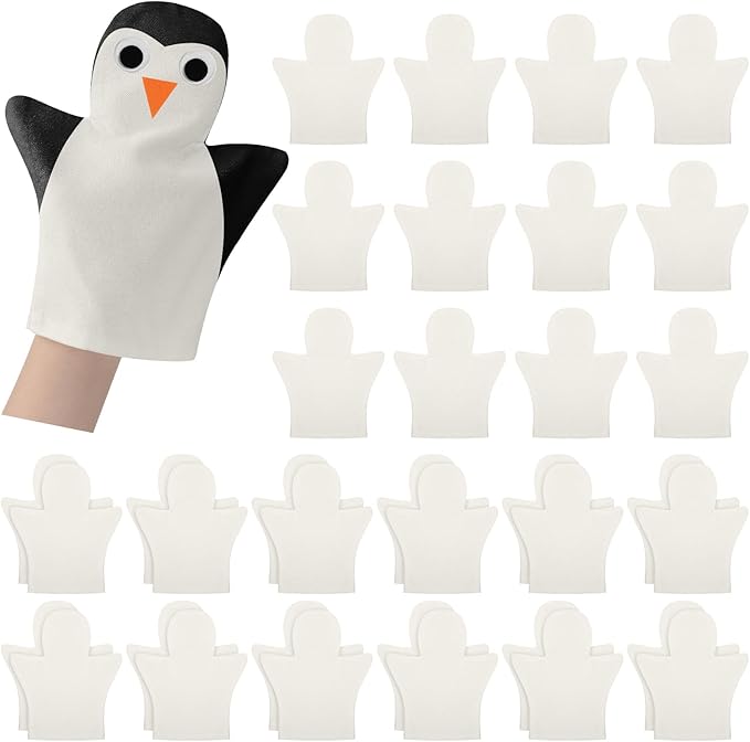 Soulchen 36 Pcs DIY Cotton Hand Puppet Kit 8 x 9.8 Inch Making Your Own Puppets Blank Fabric for DIY Crafting Storytelling Family Activities Art Party Supplies Creative Play Holiday Subject Gifts