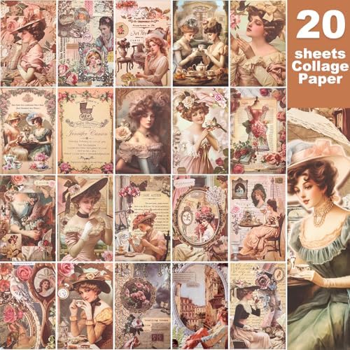 Victorian People Scrapbook & Sticker Book for Adults - 450 Pre-Cut Washi Stickers, Scrapbook Paper, Junk Journal Sticker and Vintage Stickers for Scrapbooking